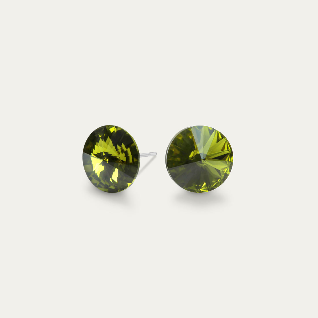 Mila - Olivine - 8mm Green Color Crystal - Hypoallergenic Stainless Steel Stud Earring