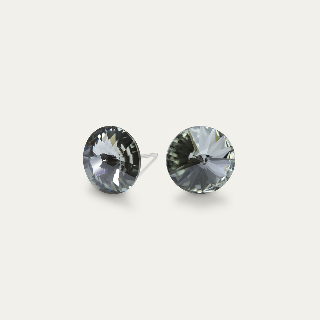 Mila - Black Diamond - 8mm Black Color Crystal - Hypoallergenic Stainless Steel Stud Earring