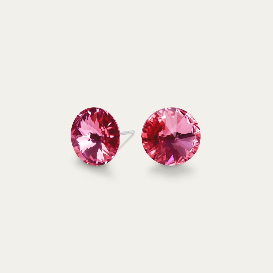 Mila - Rose - 8mm Pink Color Crystal - Hypoallergenic Stainless Steel Stud Earring