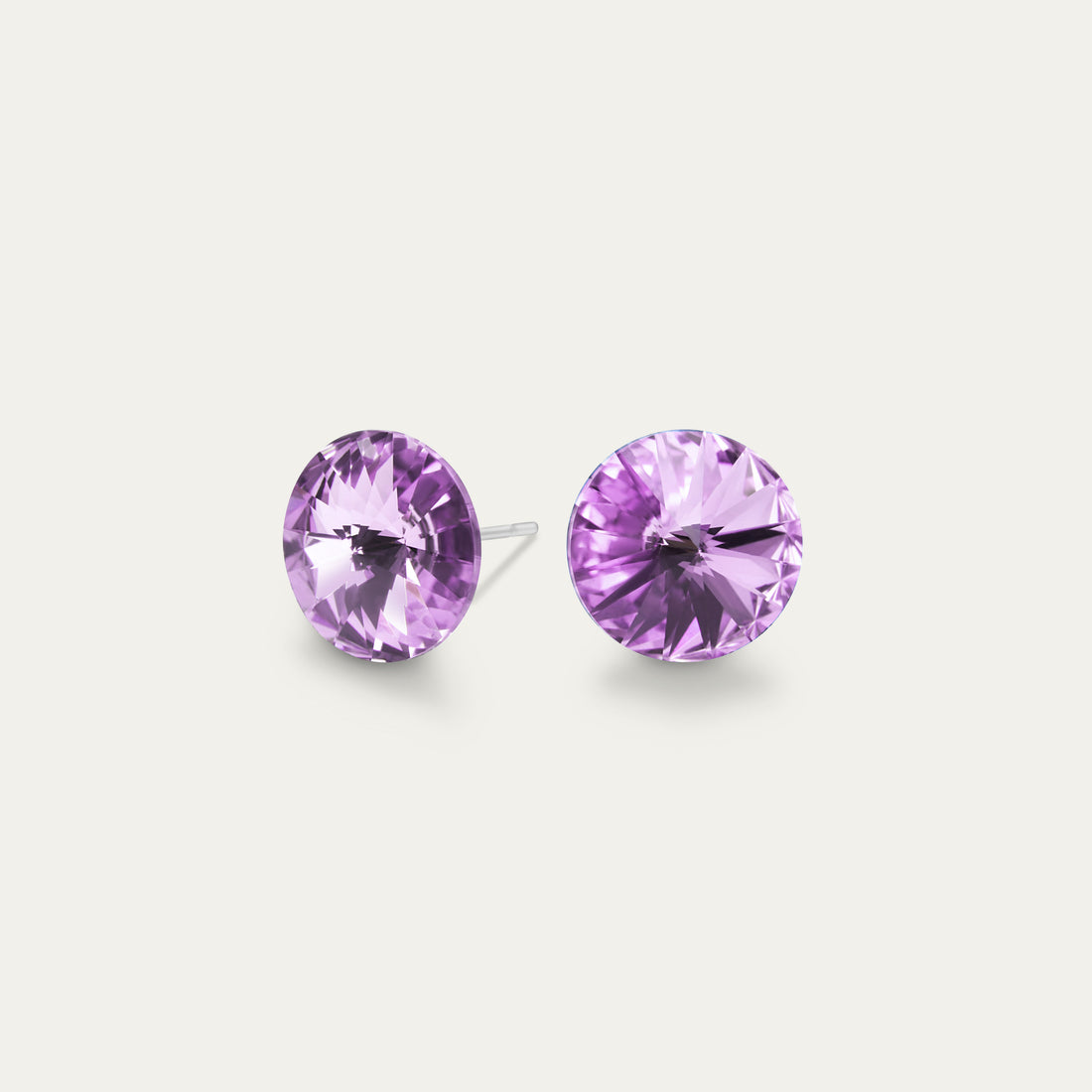 Mila - Violet - 8mm Purple Color Crystal - Hypoallergenic Stainless Steel Stud Earring