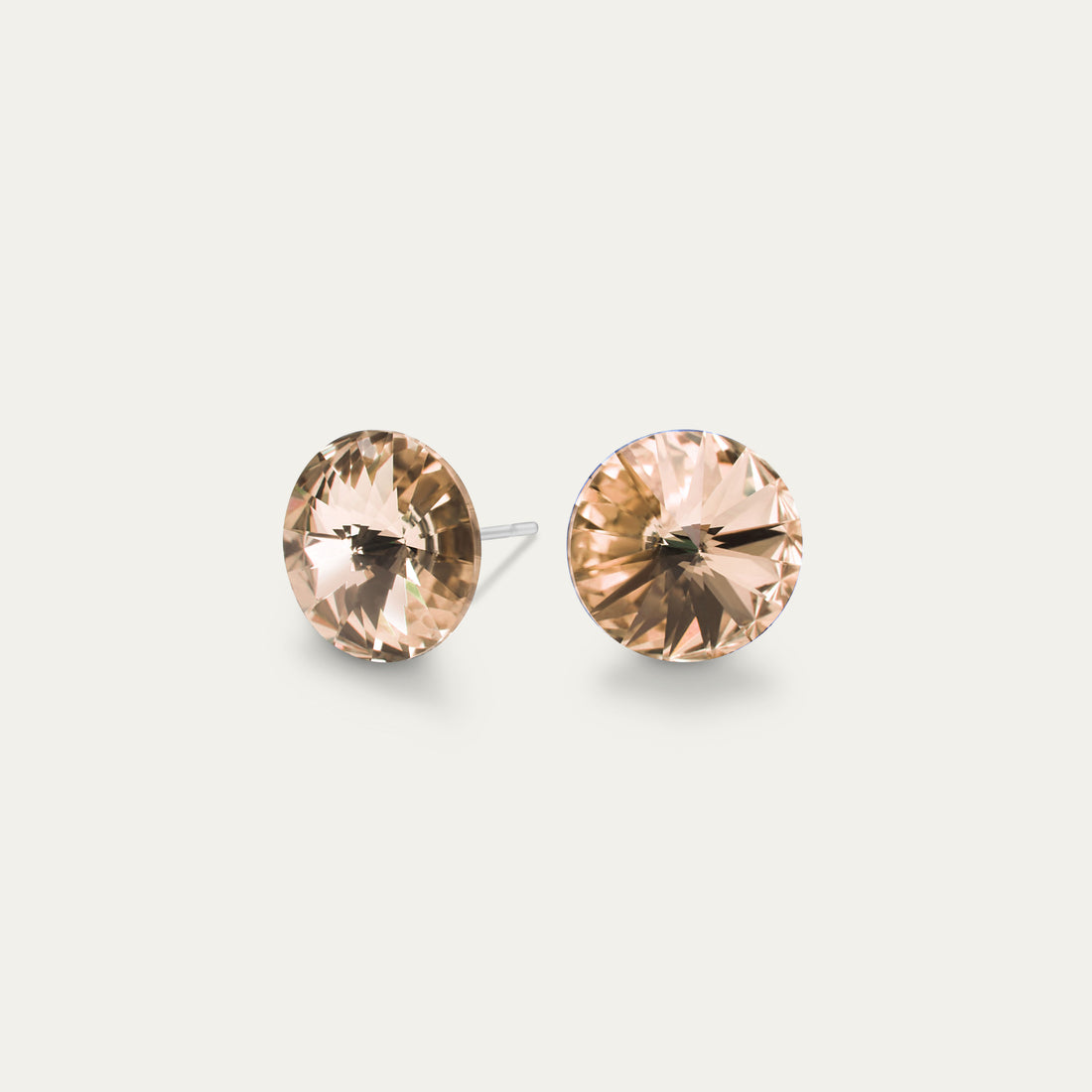 Mila - Champagne - 8mm Bronze & Brown Color Crystal - Hypoallergenic Stainless Steel Stud Earring