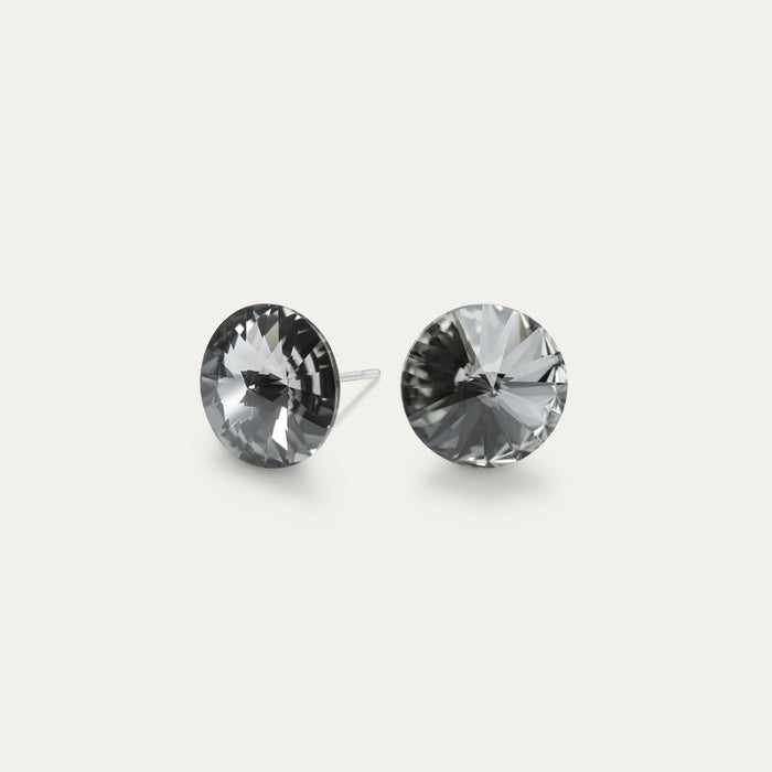 Mila - Silver Night - 8mm Black Crystal - Hypoallergenic Stainless Steel Stud Earring - Seona
