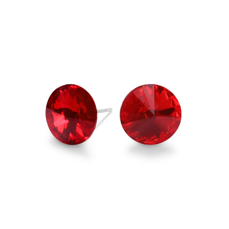 Mila - Light Siam - 8mm Red Color Crystal - Hypoallergenic Stainless Steel Stud Earring