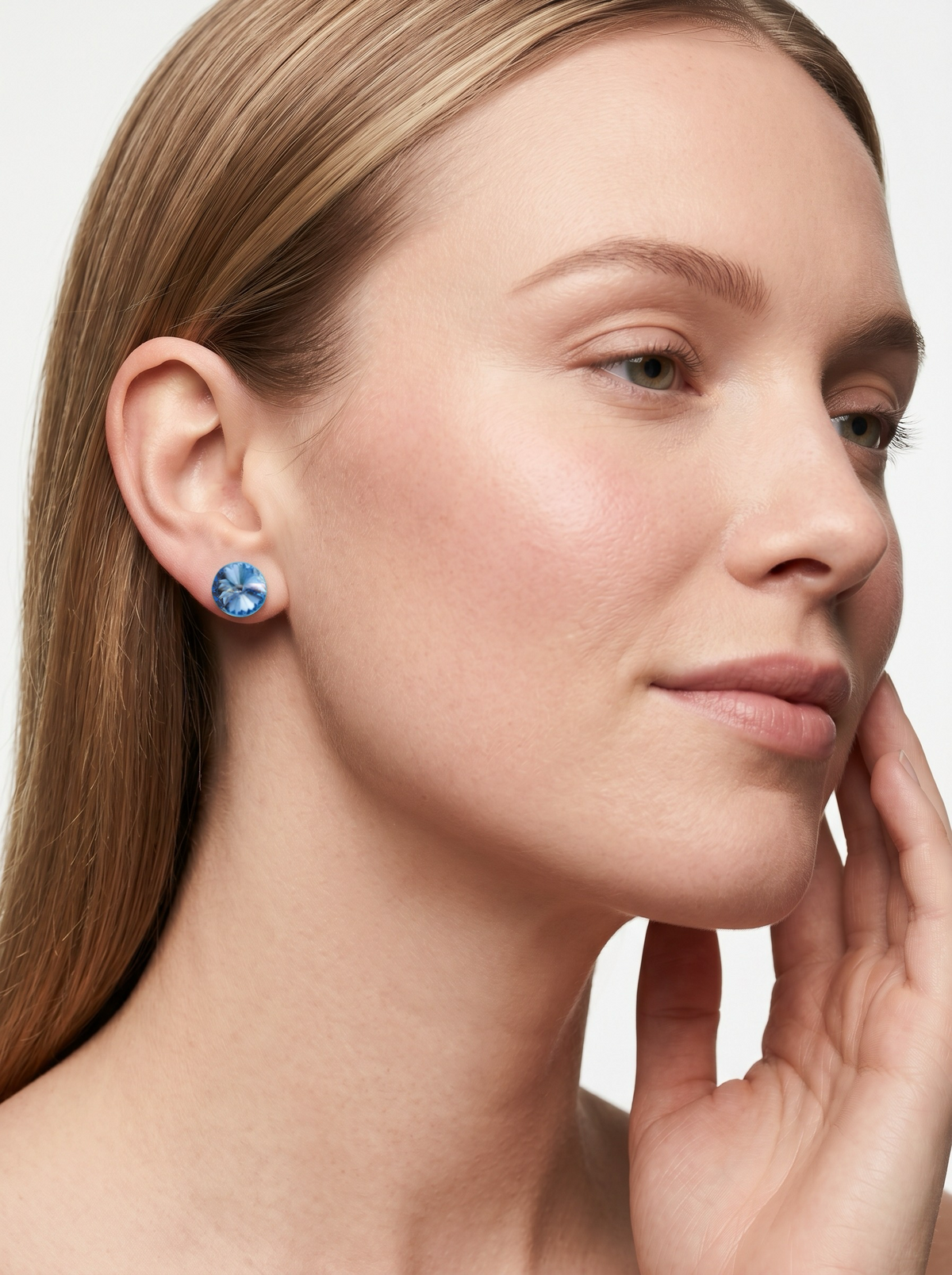 Ella Crystal Stud Earrings - Light Sapphire - Seona