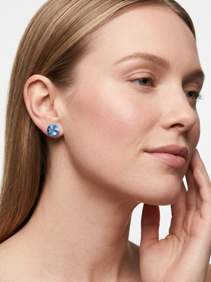 Ella Crystal Stud Earrings - Light Sapphire - Seona