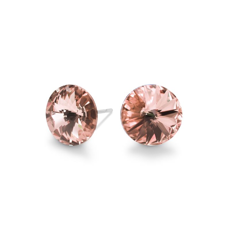 Mila - Vintage Rose - 8mm Pink Color Crystal - Hypoallergenic Stainless Steel Stud Earring