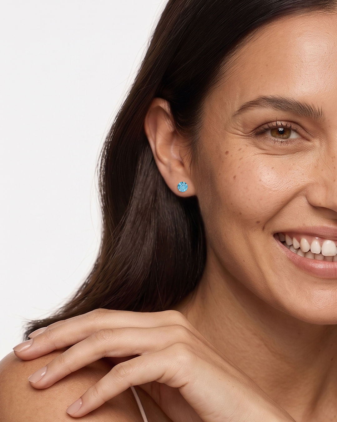 Aurora Crystal Stud Earrings - Aquamarine - Seona