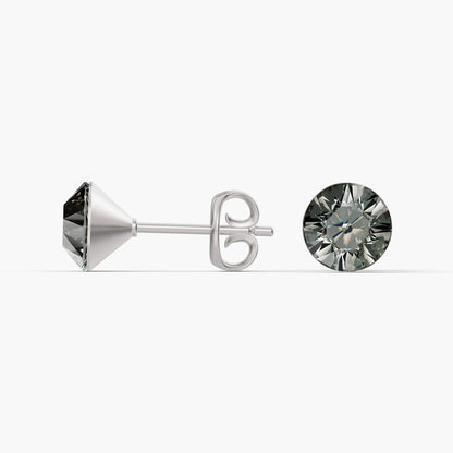 Aurora Crystal Stud Earrings - Black Diamond - Seona