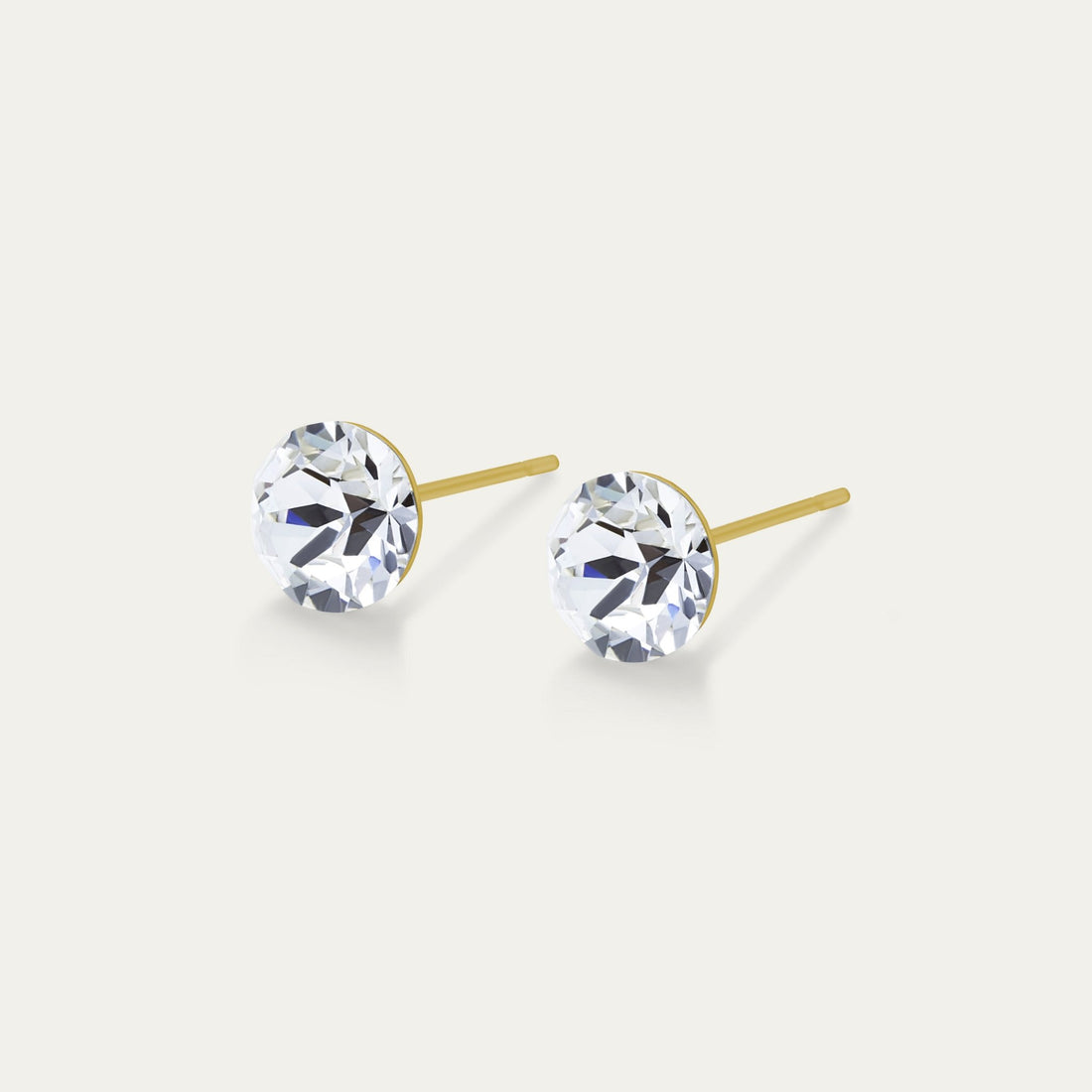 Aurora - Clear - 6mm White &amp; Clear Color Crystal - 18K Yellow Gold Post - Hypoallergenic Stainless Steel Stud Earring - Earrings - Aurora - Xirius - 6 - 001 - Crystal - GD - Seona