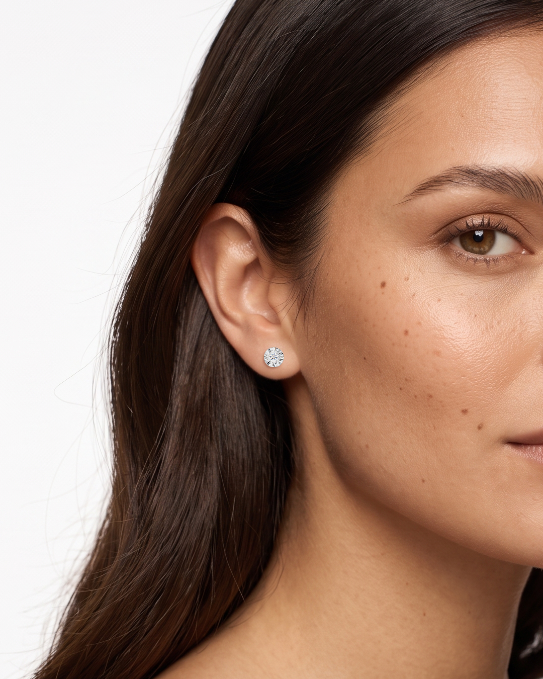 Aurora Crystal Stud Earrings - Clear - Seona