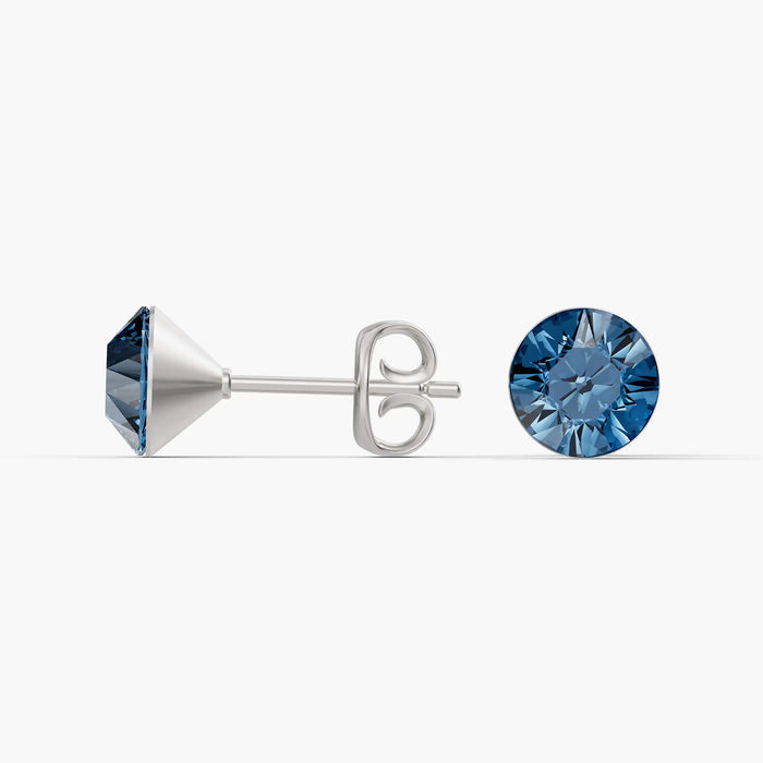 Aurora Crystal Stud Earrings - Denim Blue