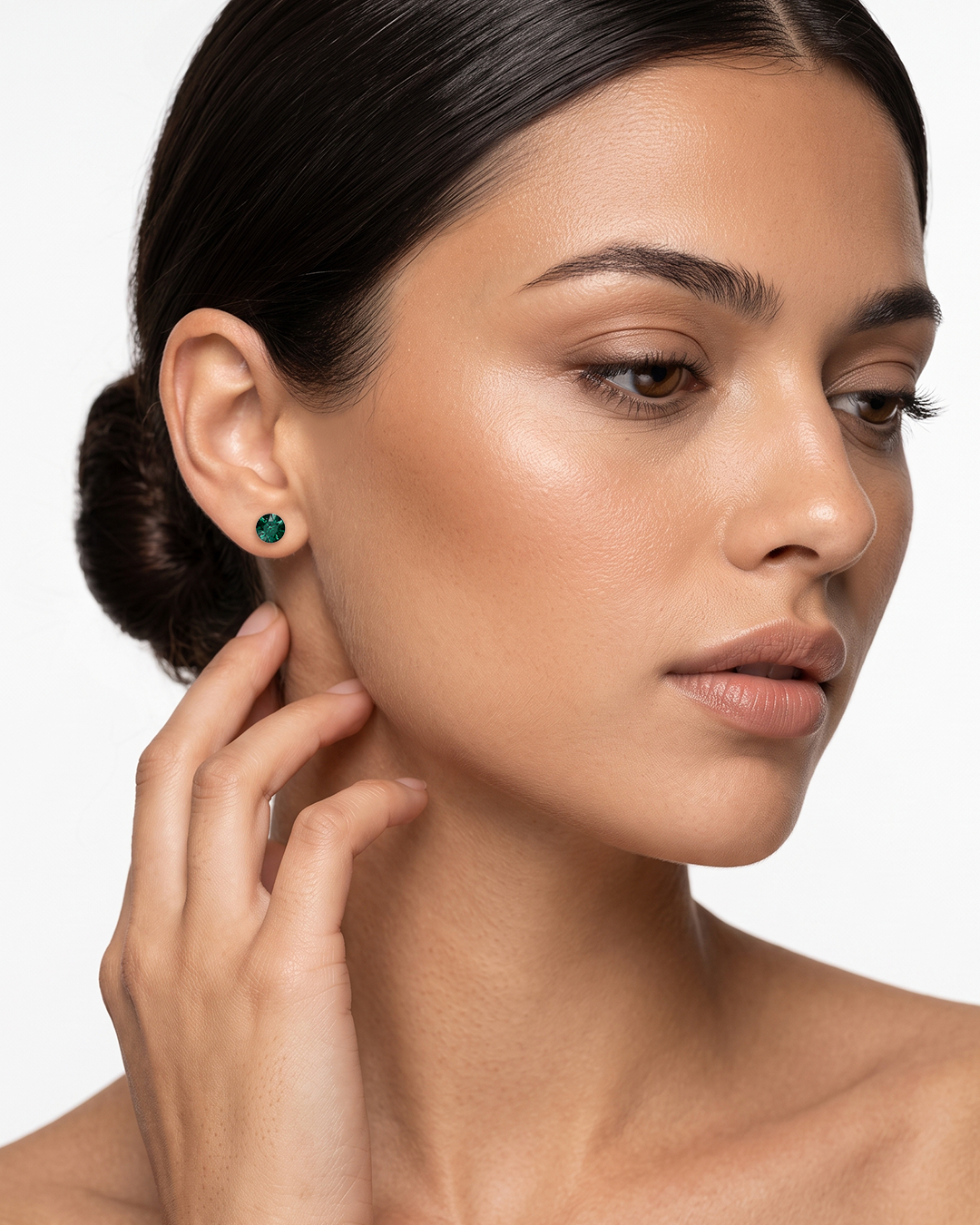 Aurora Crystal Stud Earrings - Emerald - Seona