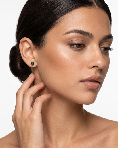 Aurora Crystal Stud Earrings - Emerald - Seona