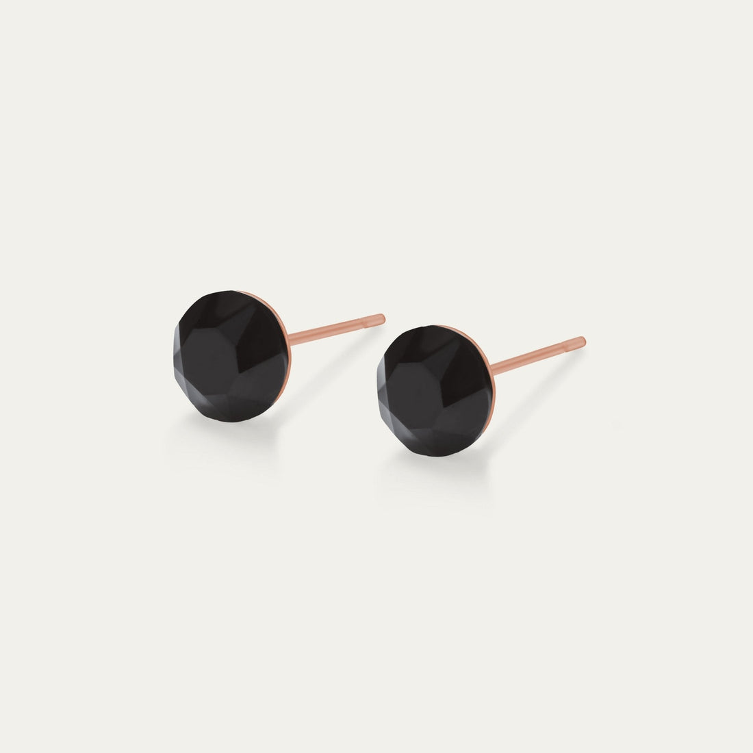 Aurora - Jet Black - 6mm Black Color Crystal - 18K Rose Gold Post - Hypoallergenic Stainless Steel Stud Earring - Earrings - Aurora - Xirius - 6 - 215 - Jet - Black - RG - Seona