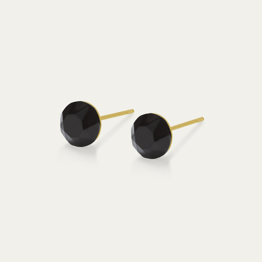 Aurora - Jet Black - 6mm Black Color Crystal - 18K Yellow Gold Post - Hypoallergenic Stainless Steel Stud Earring - Earrings - Aurora - Xirius - 6 - 215 - Jet - Black - GD - Seona