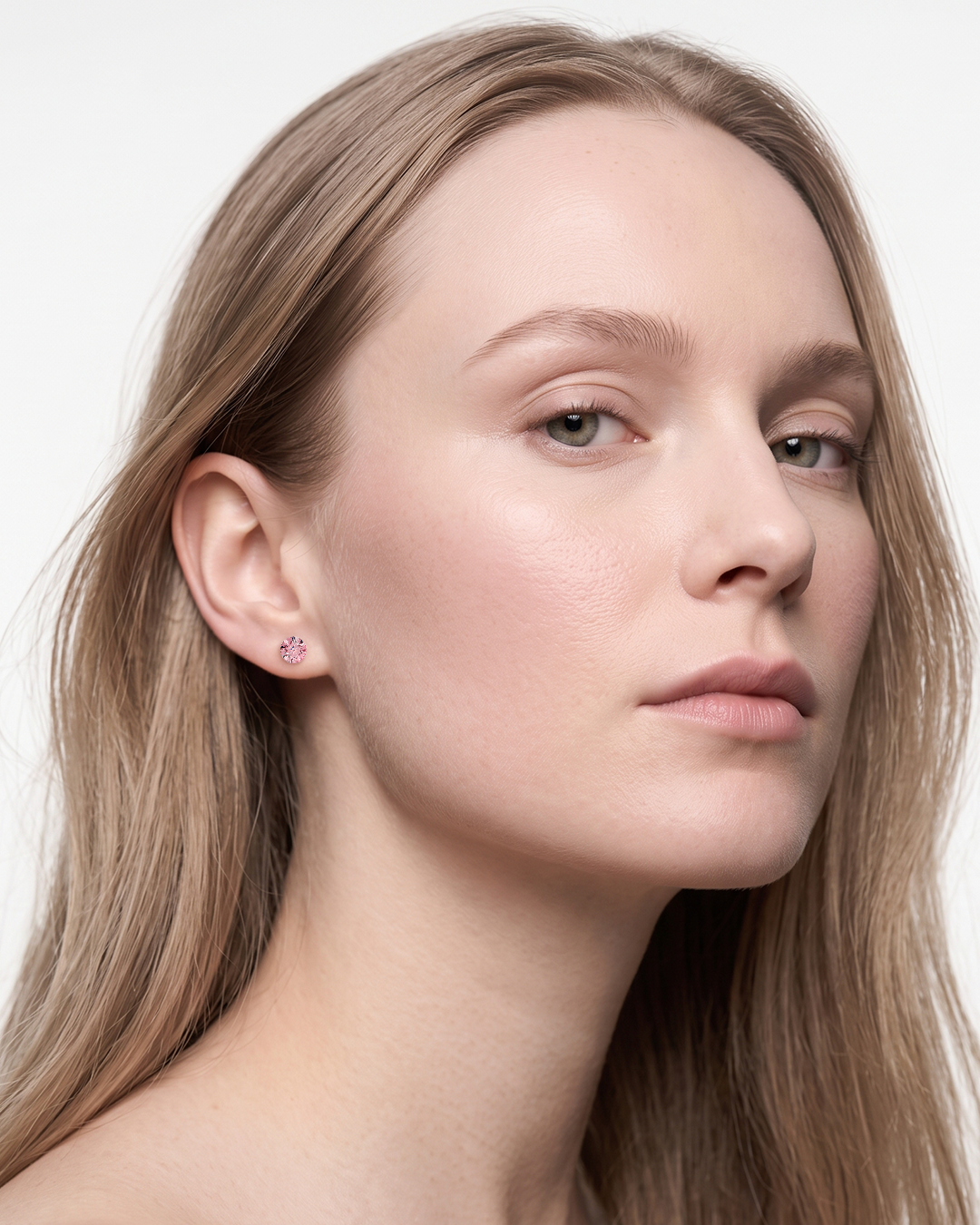 Aurora Crystal Stud Earrings - Light Rose - Seona