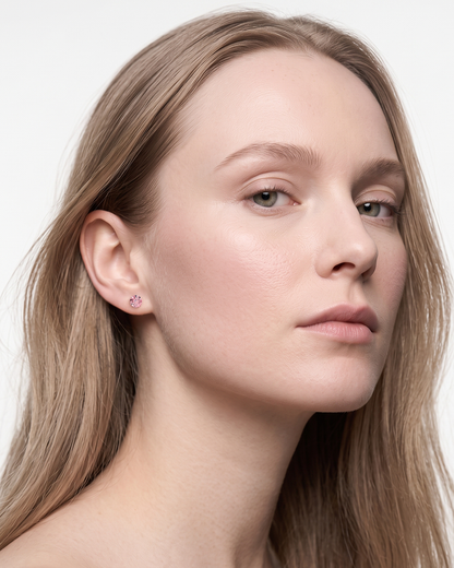 Aurora Crystal Stud Earrings - Light Rose - Seona