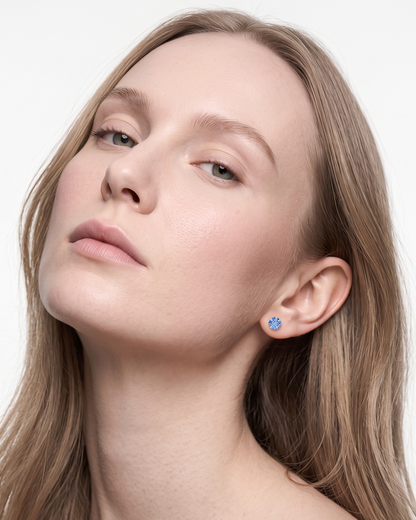 Aurora Crystal Stud Earrings - Light Sapphire - Seona