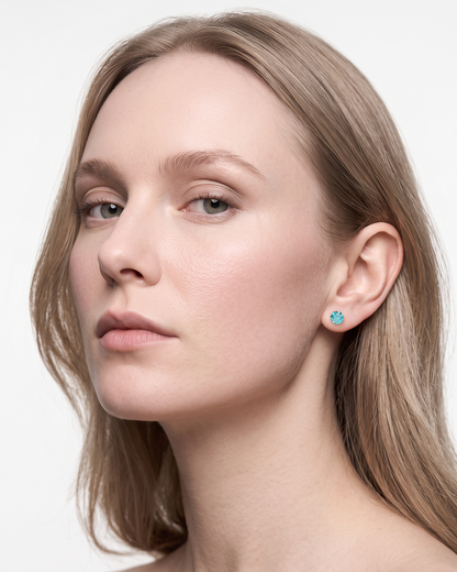 Aurora Crystal Stud Earrings - Light Turquoise - Seona