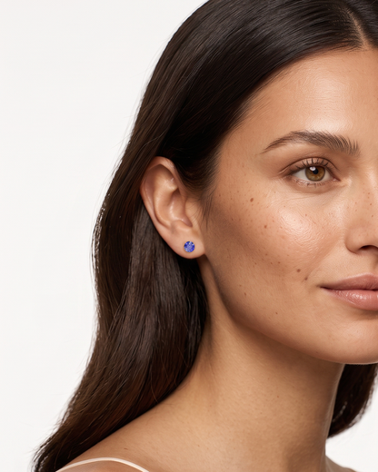 Aurora Crystal Stud Earrings - Tanzanite - Seona