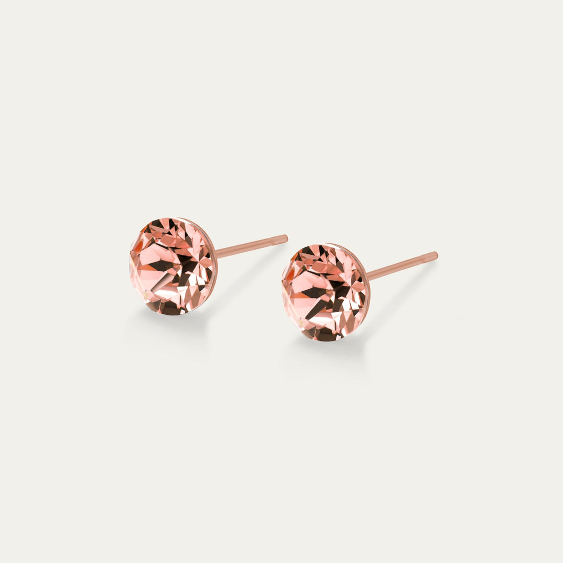 Aurora - Vintage Rose - 6mm Pink Color Crystal - 18K Rose Gold Plated Post - Hypoallergenic Stainless Steel Stud Earring - Earrings - Aurora - Xirius - 6 - 319 - VNTG - Rose - RG - Seona