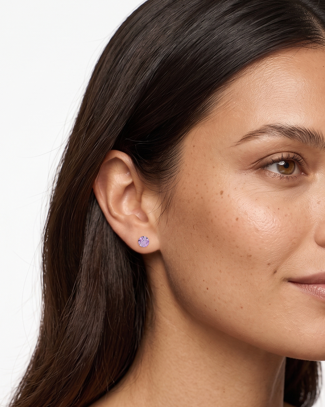 Aurora Crystal Stud Earrings - Violet - Seona