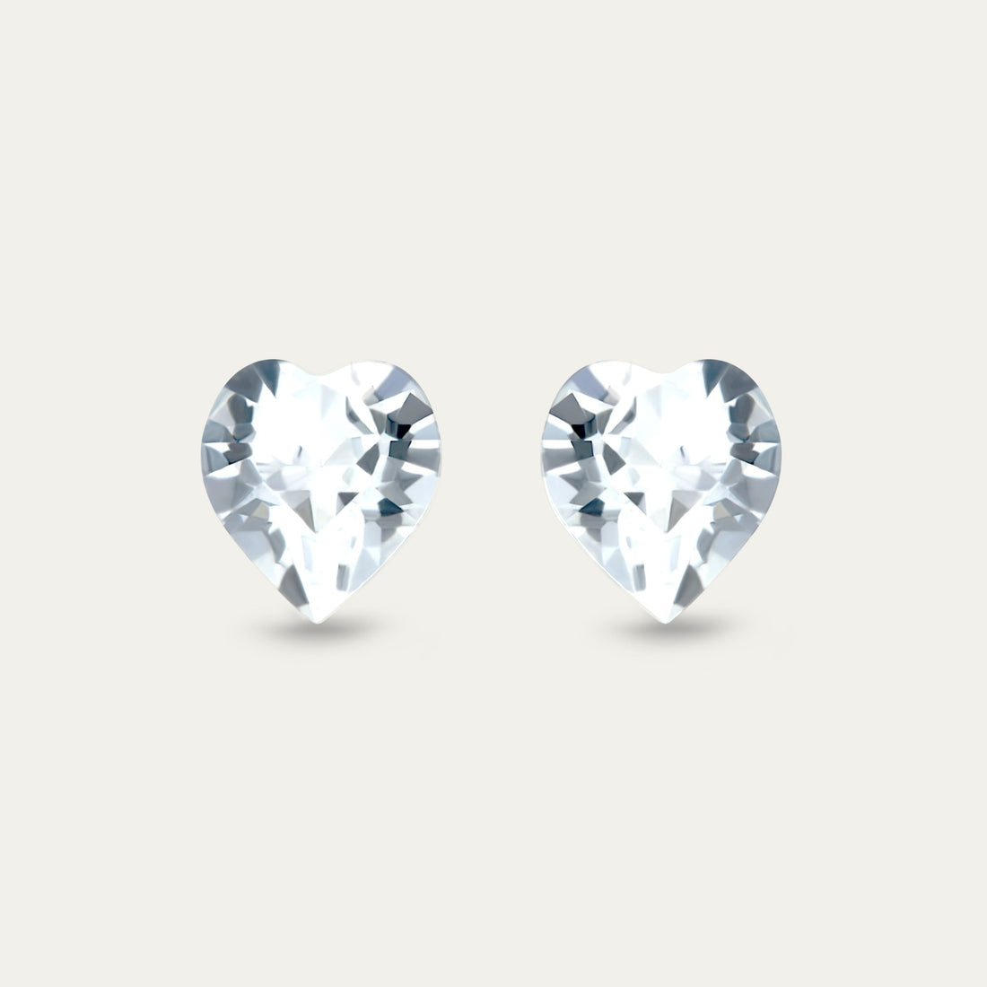 Ciella - Crystal - 8mm Clear & White Color Crystal Heart - Hypoallergenic Stainless Steel Stud Earring - Earrings - Ciella - heart - 001 - crystal - 8mm - Seona