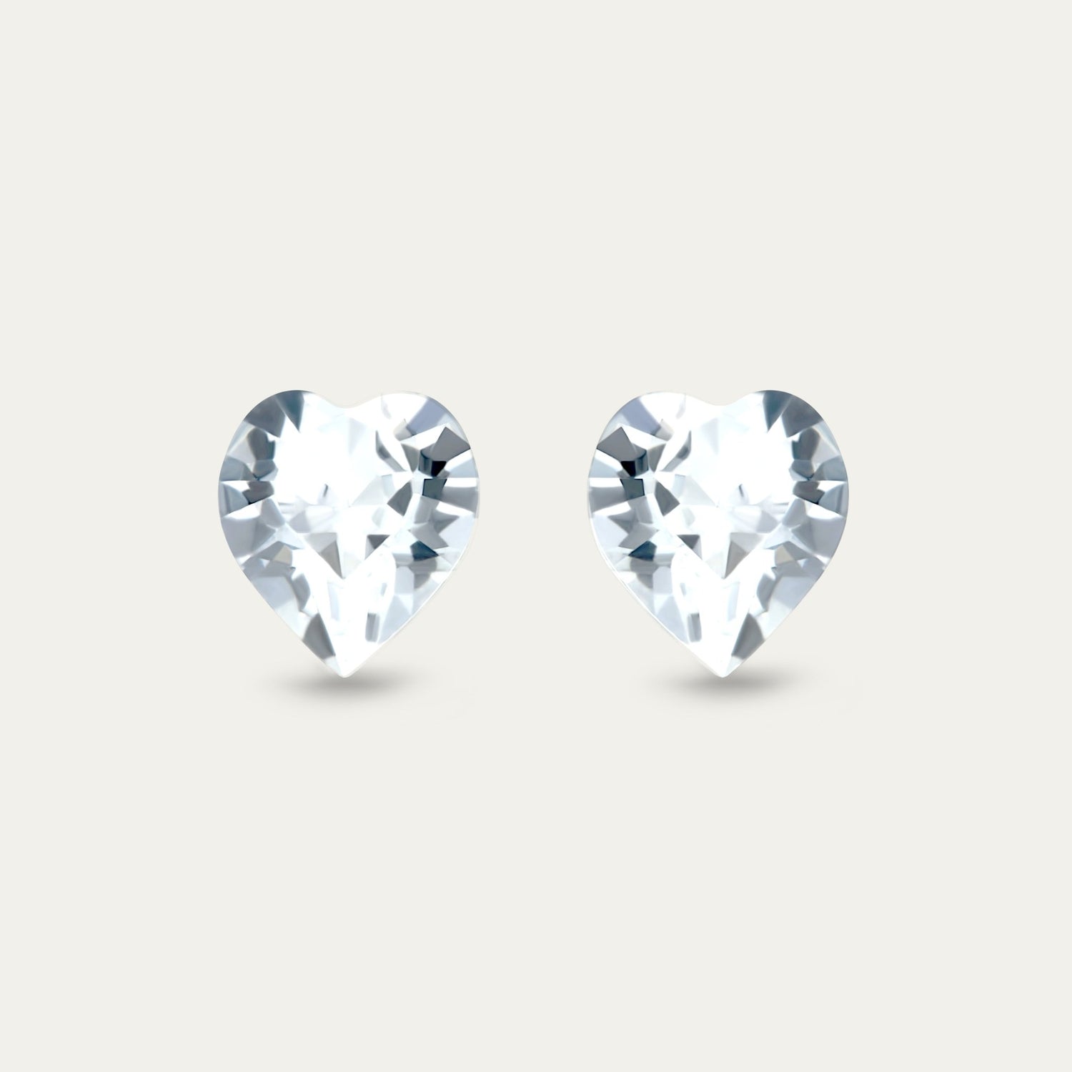 Ciella - Crystal - 8mm Clear &amp; White Color Crystal Heart - Hypoallergenic Stainless Steel Stud Earring - Earrings - Ciella - heart - 001 - crystal - 8mm - Seona