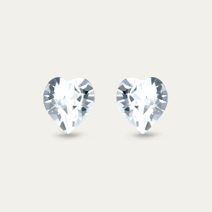 Ciella - Crystal - 8mm Clear &amp; White Color Crystal Heart - Hypoallergenic Stainless Steel Stud Earring - Earrings - Ciella - heart - 001 - crystal - 8mm - Seona