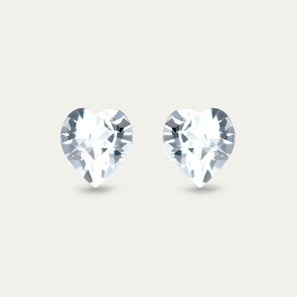 Ciella - Crystal - 8mm - Clear - White - Color - Crystal - Heart - Hypoallergenic - Stainless - Steel - Stud - Earring - 182219