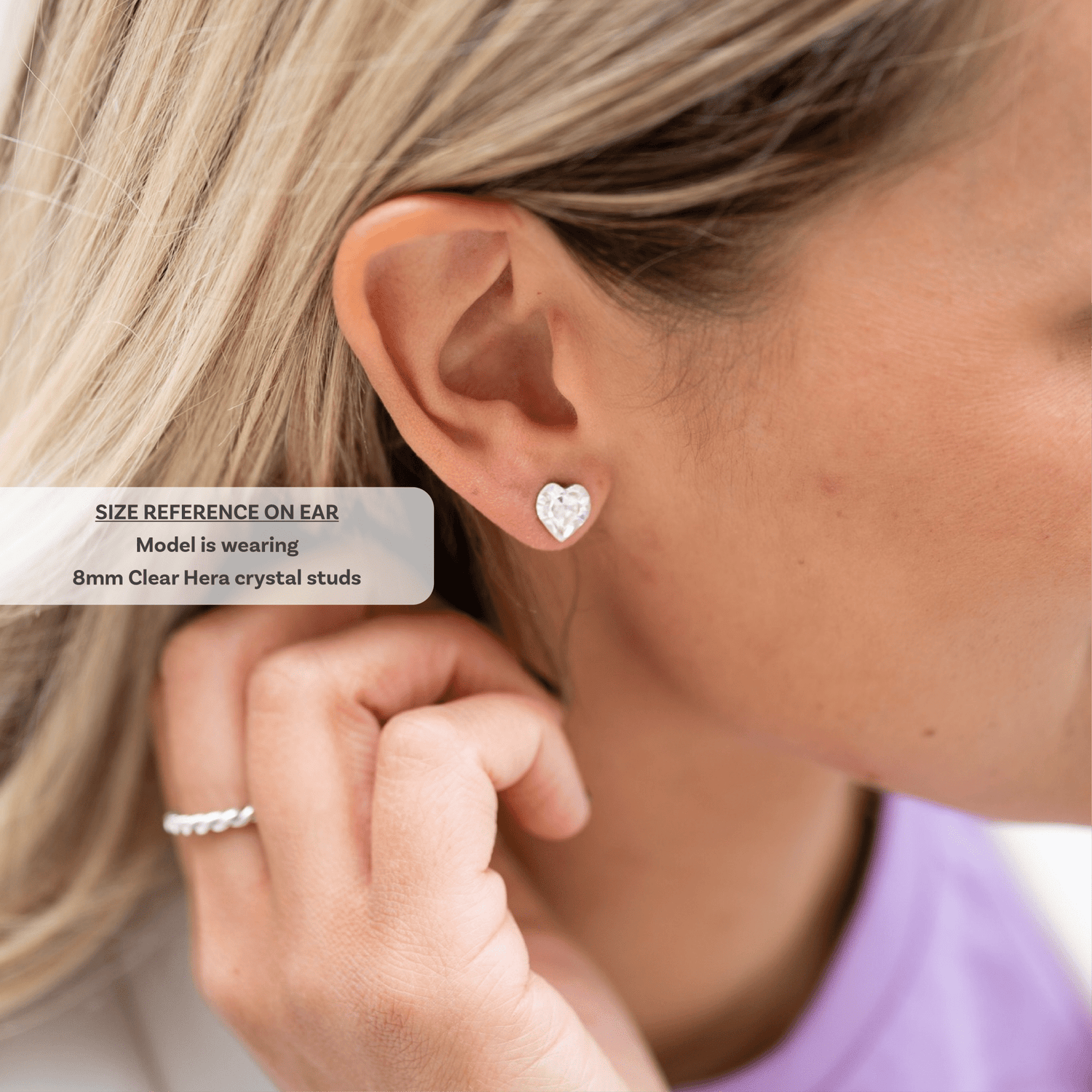 Ciella - Crystal - 8mm Clear &amp; White Color Crystal Heart - Hypoallergenic Stainless Steel Stud Earring - Earrings - Ciella - heart - 001 - crystal - 8mm - Seona