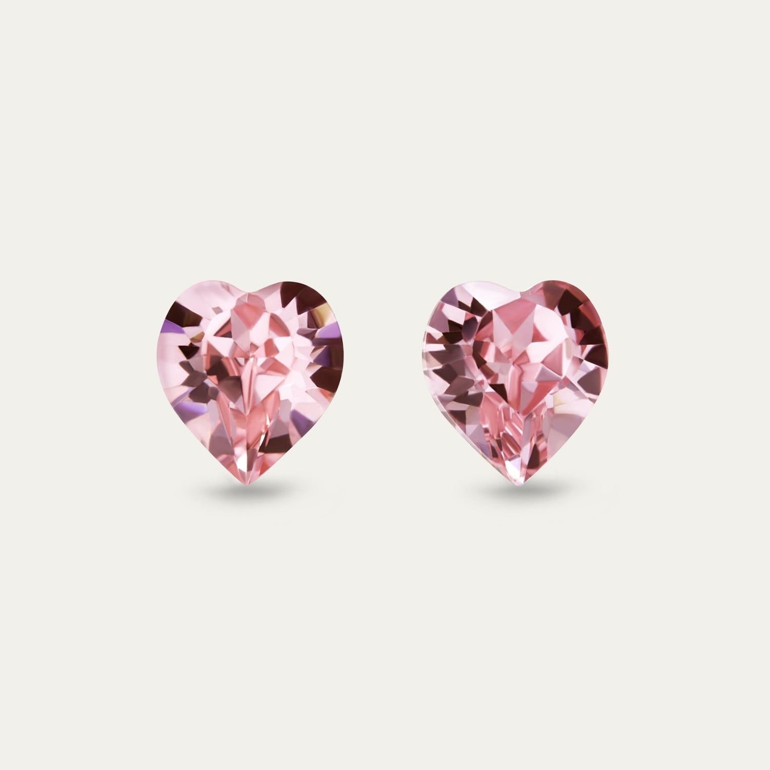 Ciella - Light Rose - 8mm Pink Color Crystal Heart - Hypoallergenic Stainless Steel Stud Earring - Earrings - Ciella - heart - 223 - light - rose - 8mm - Seona