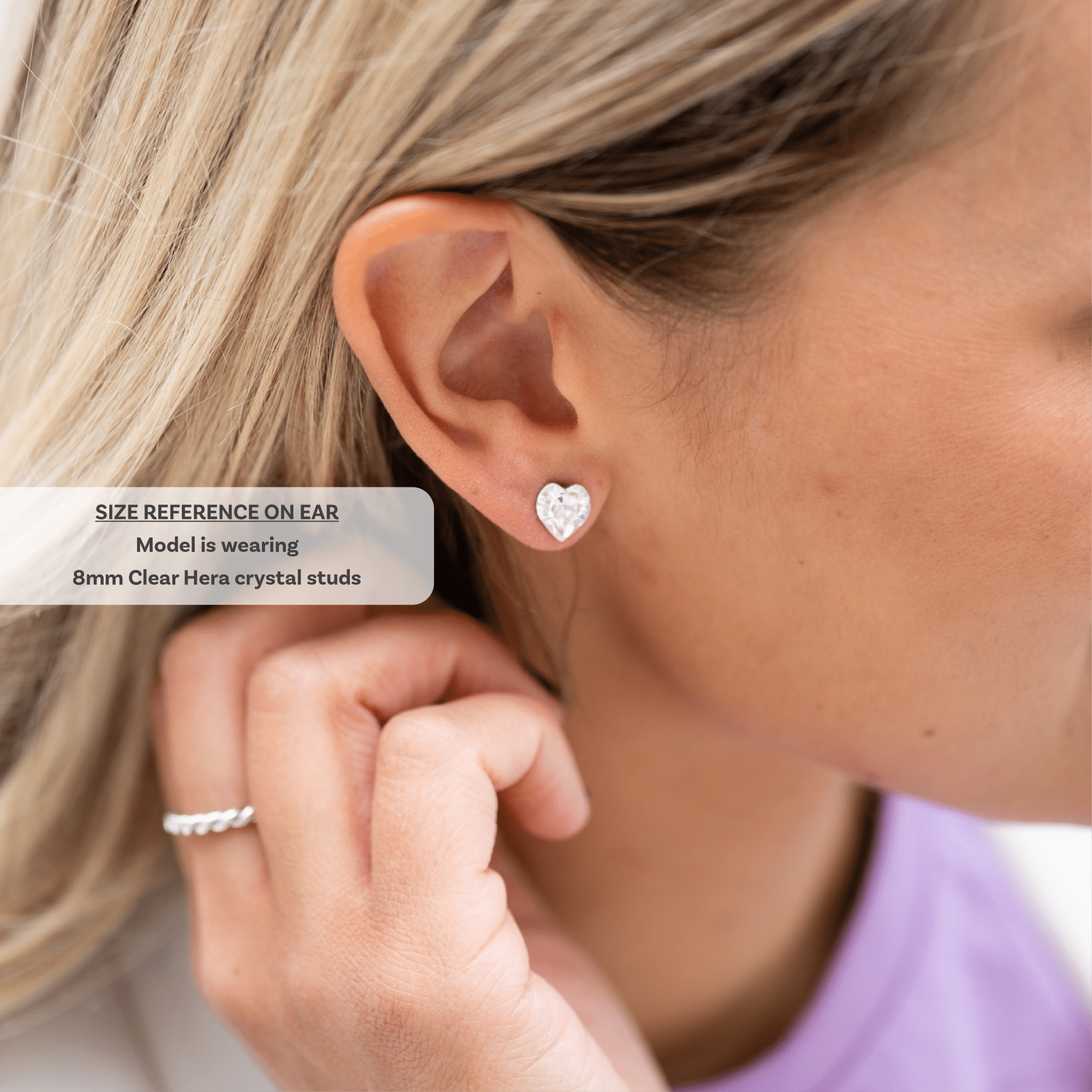 Ciella - Light Rose - 8mm Pink Color Crystal Heart - Hypoallergenic Stainless Steel Stud Earring - Earrings - Ciella - heart - 223 - light - rose - 8mm - Seona