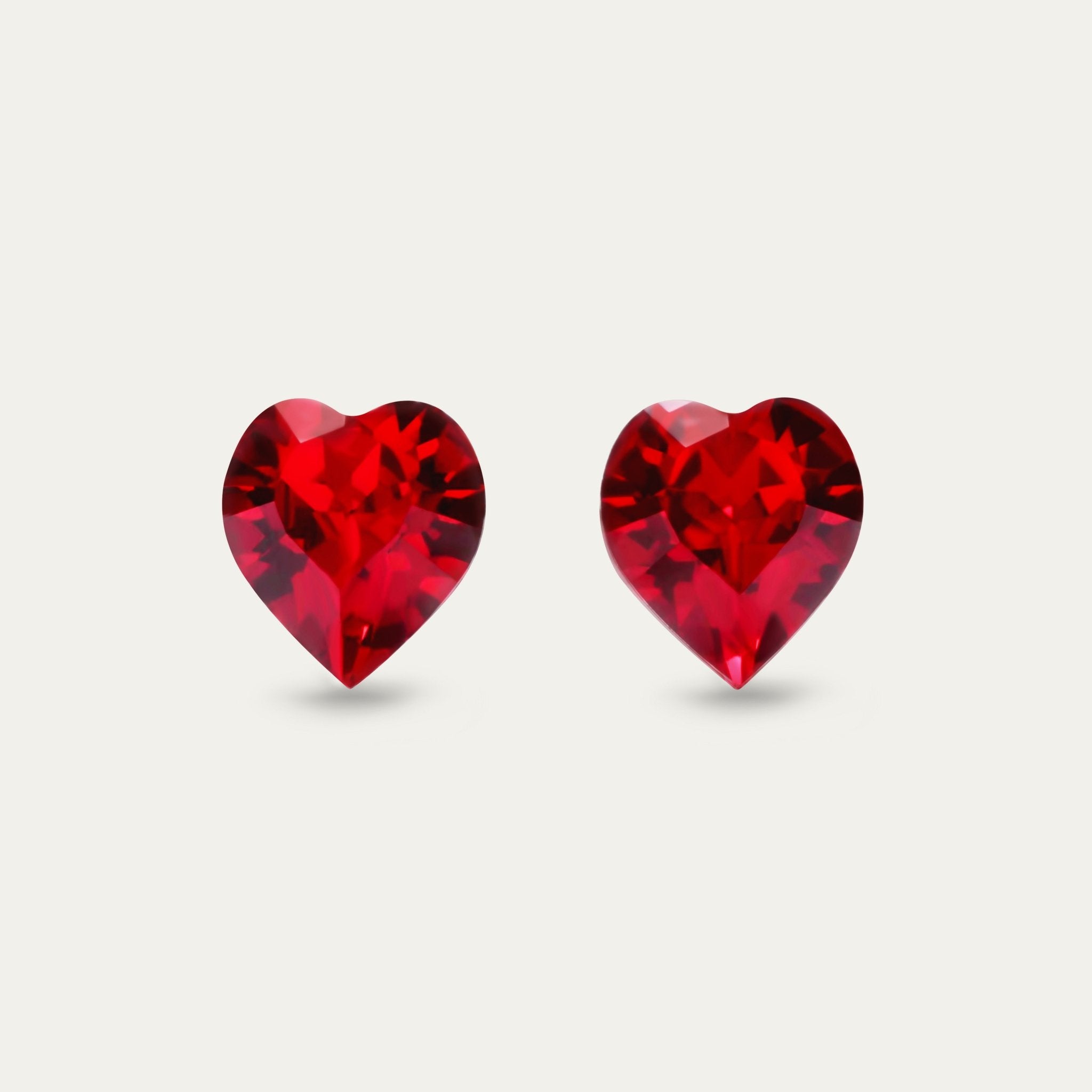 Ciella - Light Siam - 8mm Red Color Crystal Heart - Hypoallergenic Stainless Steel Stud Earring - Earrings - Ciella - heart - 227 - light - siam - 8mm - Seona