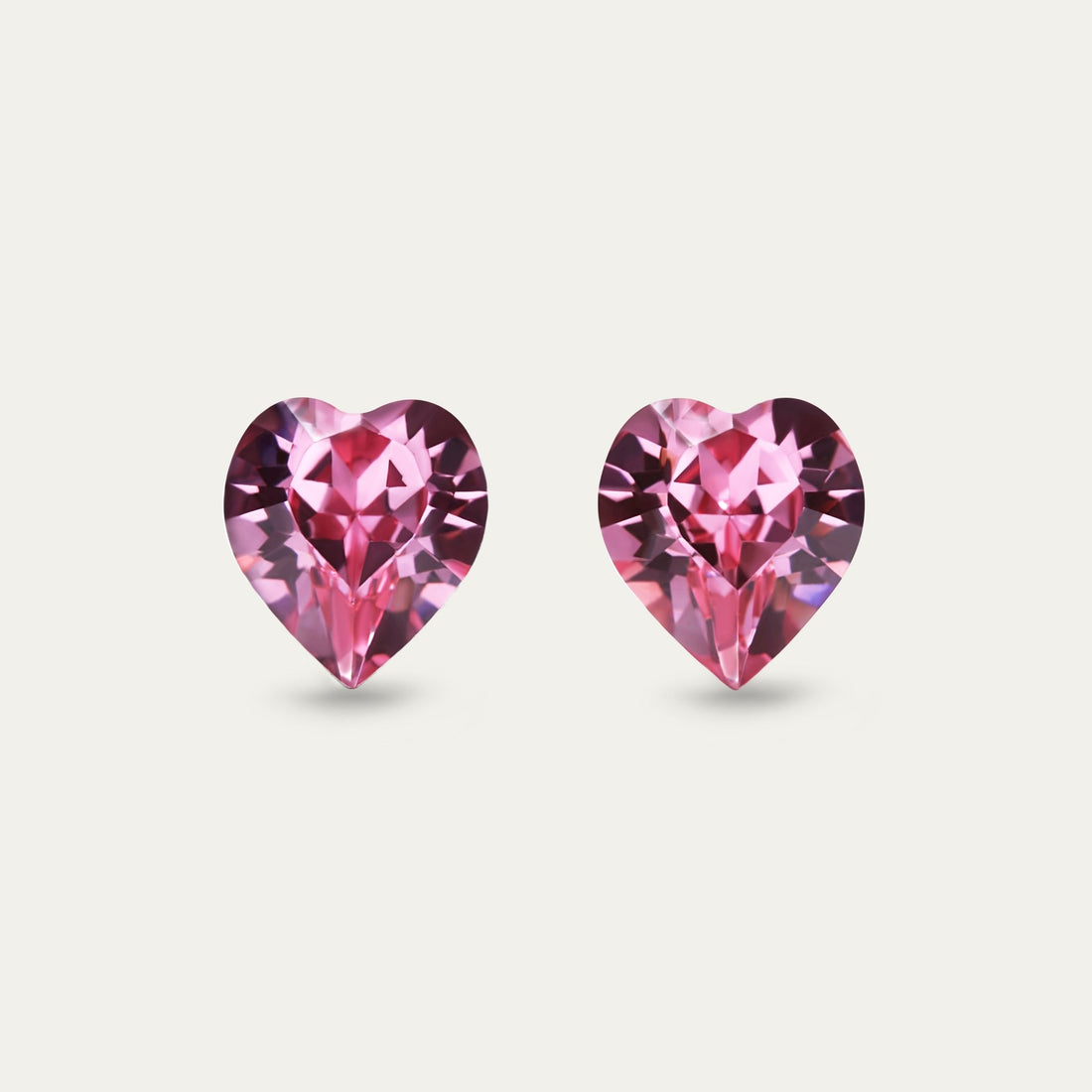 Ciella - Rose - 8mm Pink Color Crystal Heart - Hypoallergenic Stainless Steel Stud Earring - Earrings - Ciella - heart - 209 - rose - 8mm - Seona