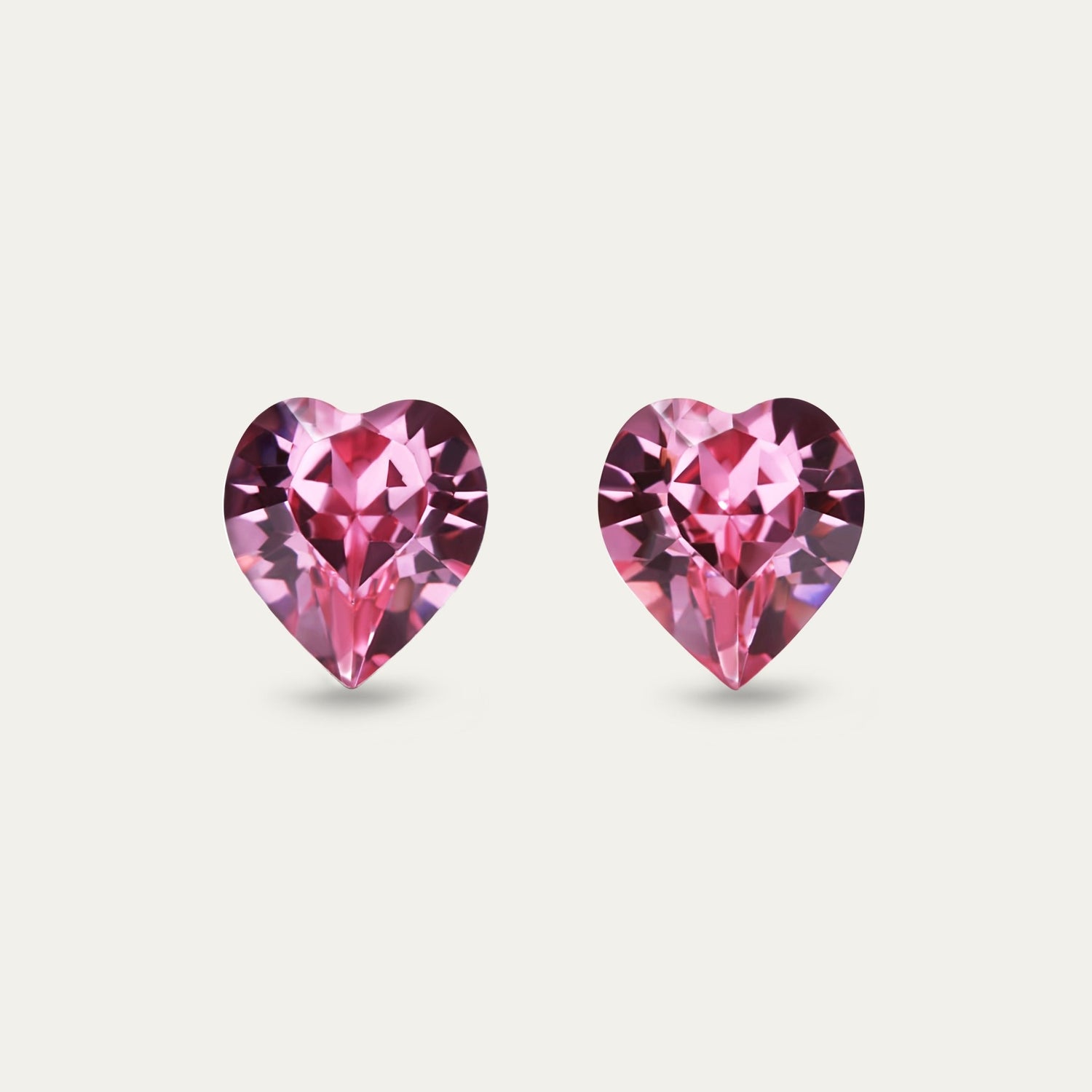 Ciella - Rose - 8mm Pink Color Crystal Heart - Hypoallergenic Stainless Steel Stud Earring - Earrings - Ciella - heart - 209 - rose - 8mm - Seona