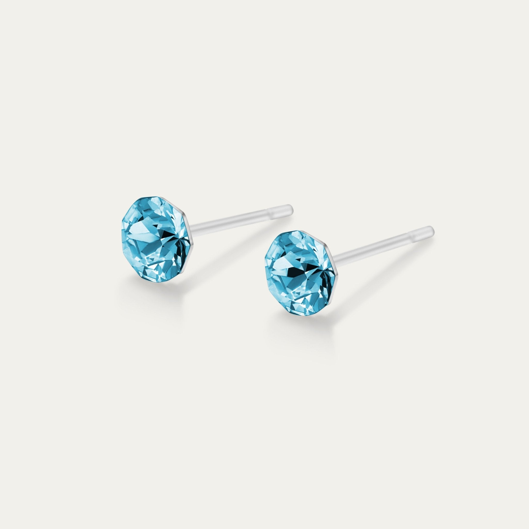 Clara - Aquamarine - 4mm Blue Color Crystal - Hypoallergenic Stainless Steel Stud Earring - Earrings - Clara - Xirius - 4 - 202 - Aquamarine - Seona