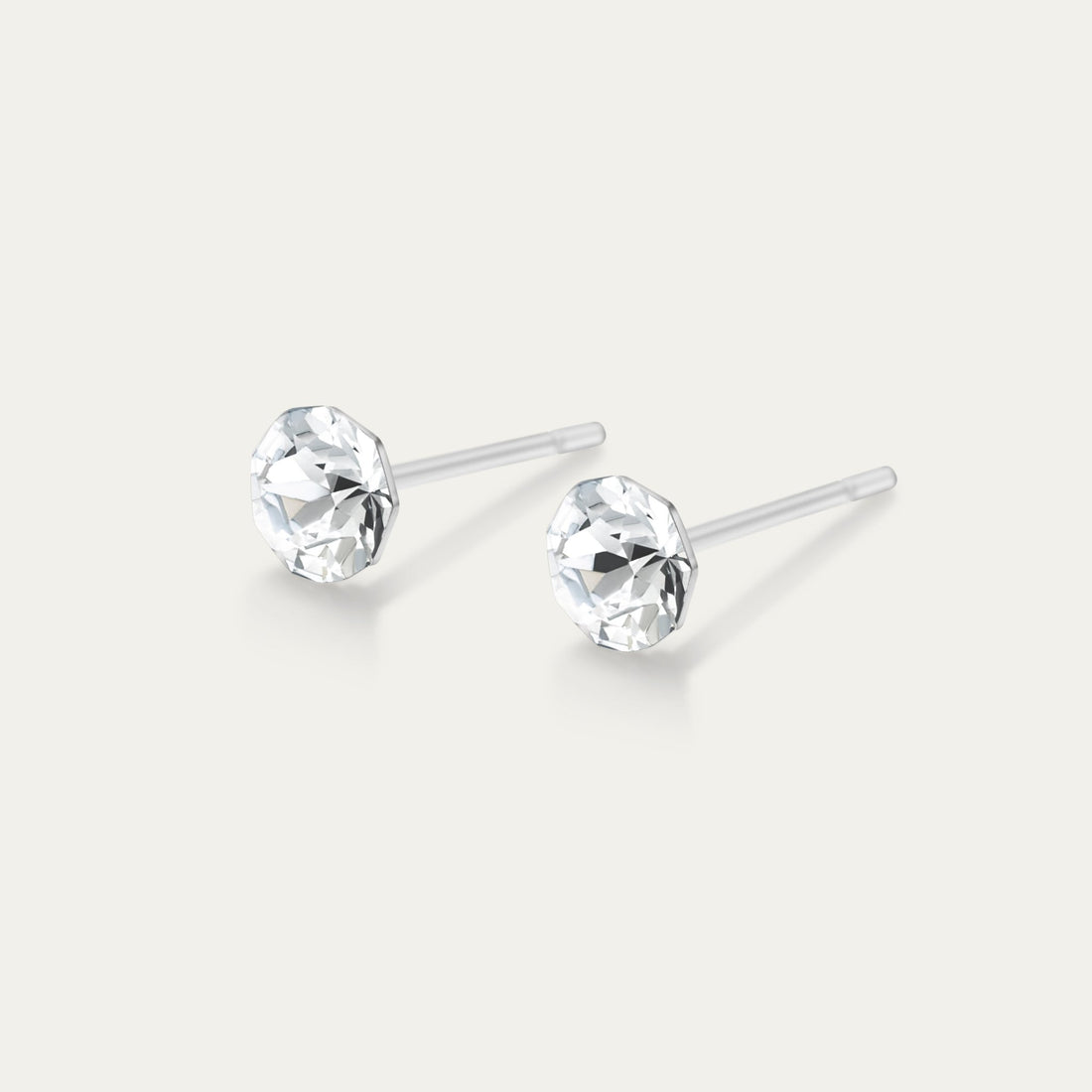 Clara - Clear - 4mm White &amp; Clear Color Crystal - Hypoallergenic Stainless Steel Stud Earring - Earrings - Clara - Xirius - 4 - 001 - Crystal - Seona