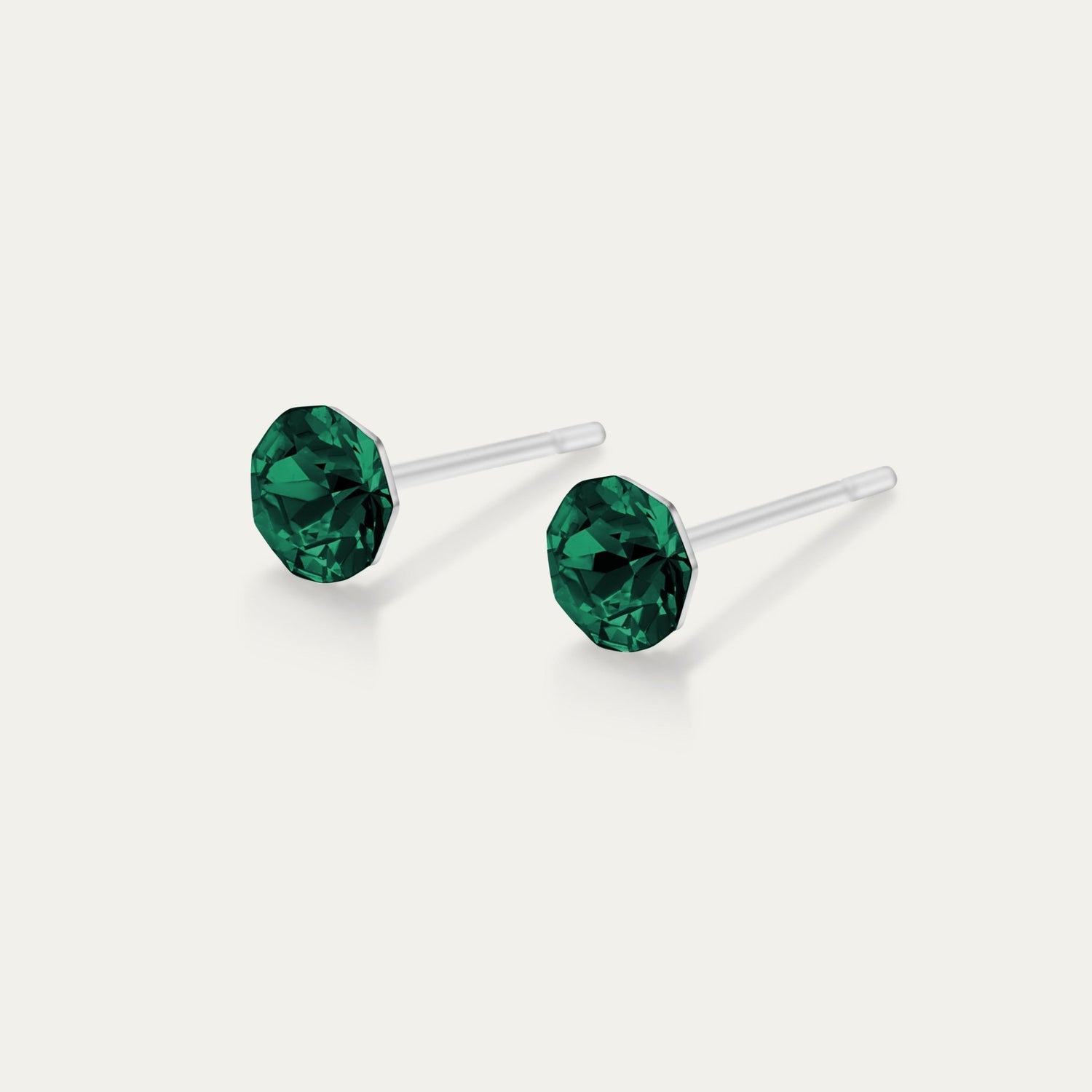 Clara - Emerald - 4mm Green Color Crystal - Hypoallergenic Stainless Steel Stud Earring - Earrings - Clara - Xirius - 4 - 205 - Emerald - Seona