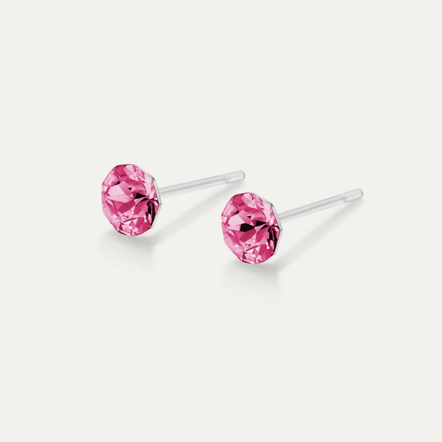 Clara - Rose - 4mm Pink Color Crystal - Hypoallergenic Stainless Steel Stud Earring - Earrings - Clara - Xirius - 4 - 209 - Rose - Seona