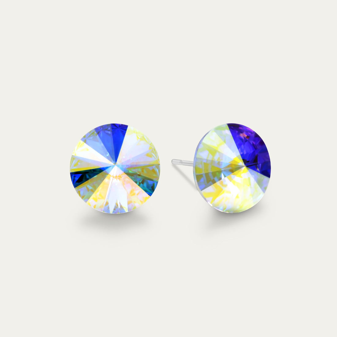 Ella - Aurore Boreale - 10mm Iridescent Color Crystal - Hypoallergenic Stainless Steel Stud Earring - Earrings - Ella - Rivoli - 10 - AB - Aurore - Boreale - Seona