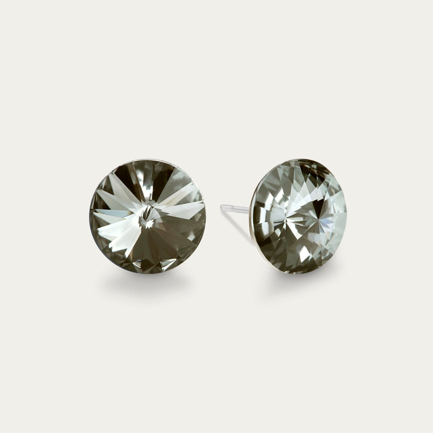 Ella - Black Diamond - 10mm Black Color Crystal - Hypoallergenic Stainless Steel Stud Earring - Earrings - Ella - Rivoli - 10 - 215 - Black - Diamond - Seona