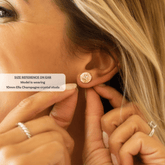 Ella - Champagne - 10mm Beige Color Crystal - Hypoallergenic Stainless Steel Stud Earring - Earrings - Ella - Rivoli - 10 - 391 - Silk - Seona