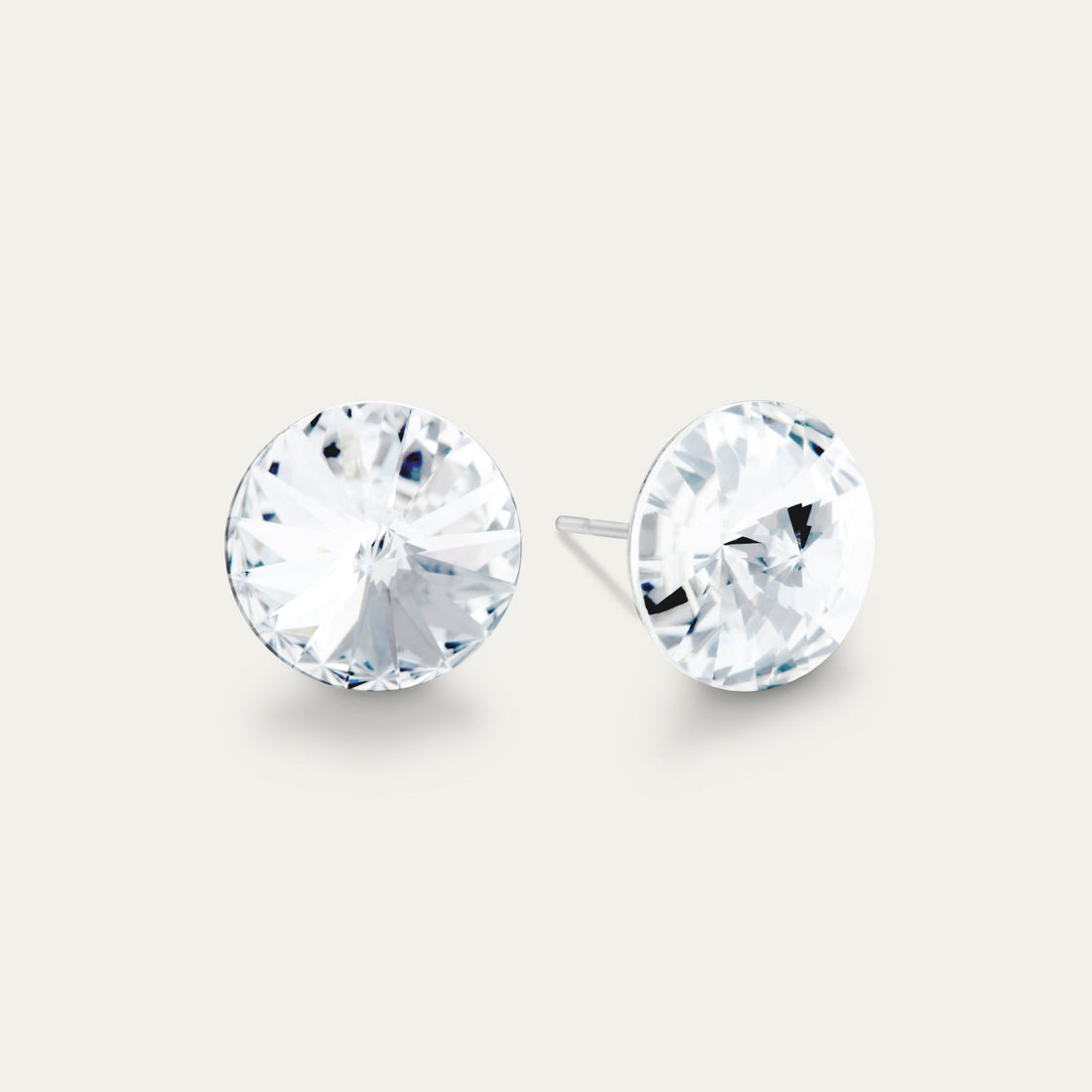 Ella - Clear - 10mm White &amp; Clear Color Crystal - Hypoallergenic Stainless Steel Stud Earring - Earrings - Ella - Rivoli - 10 - 001 - Crystal - Seona