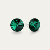 Ella - Emerald - 10mm Green Color Crystal - Hypoallergenic Stainless Steel Stud Earring - Earrings - Ella - Rivoli - 10 - 205 - Emerald - Seona