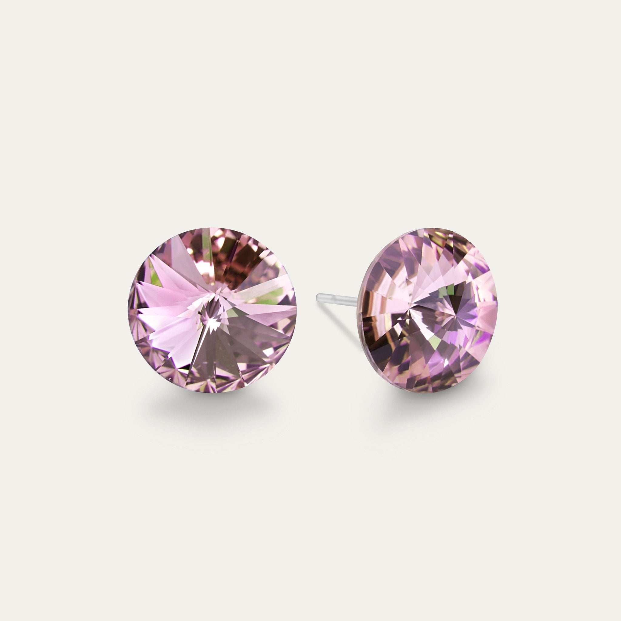 Ella - Light Amethyst - 10mm Purple Color Crystal - Hypoallergenic Stainless Steel Stud Earring - Earrings - Ella - Rivoli - 10 - 212 - Light - Amethyst - Seona