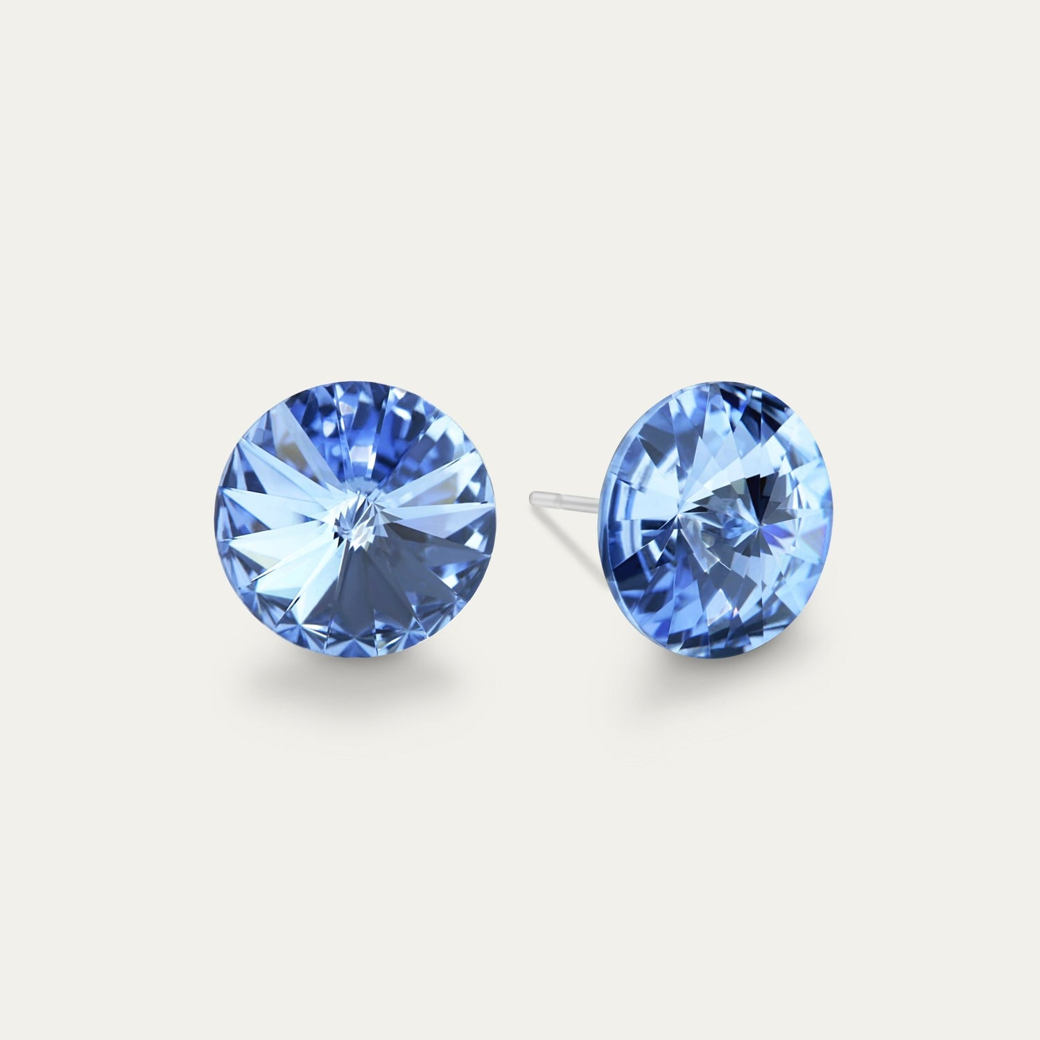 Ella - Light Sapphire - 10mm Blue Color Crystal - Hypoallergenic Stainless Steel Stud Earring - Earrings - Ella - Rivoli - 10 - 211 - Light - Sapphire - Seona