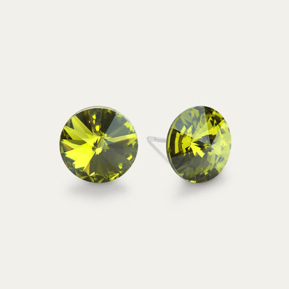 Ella - Olivine - 10mm Green Color Crystal - Hypoallergenic Stainless Steel Stud Earring - Earrings - Ella - Rivoli - 10 - 228 - Olivine - Seona