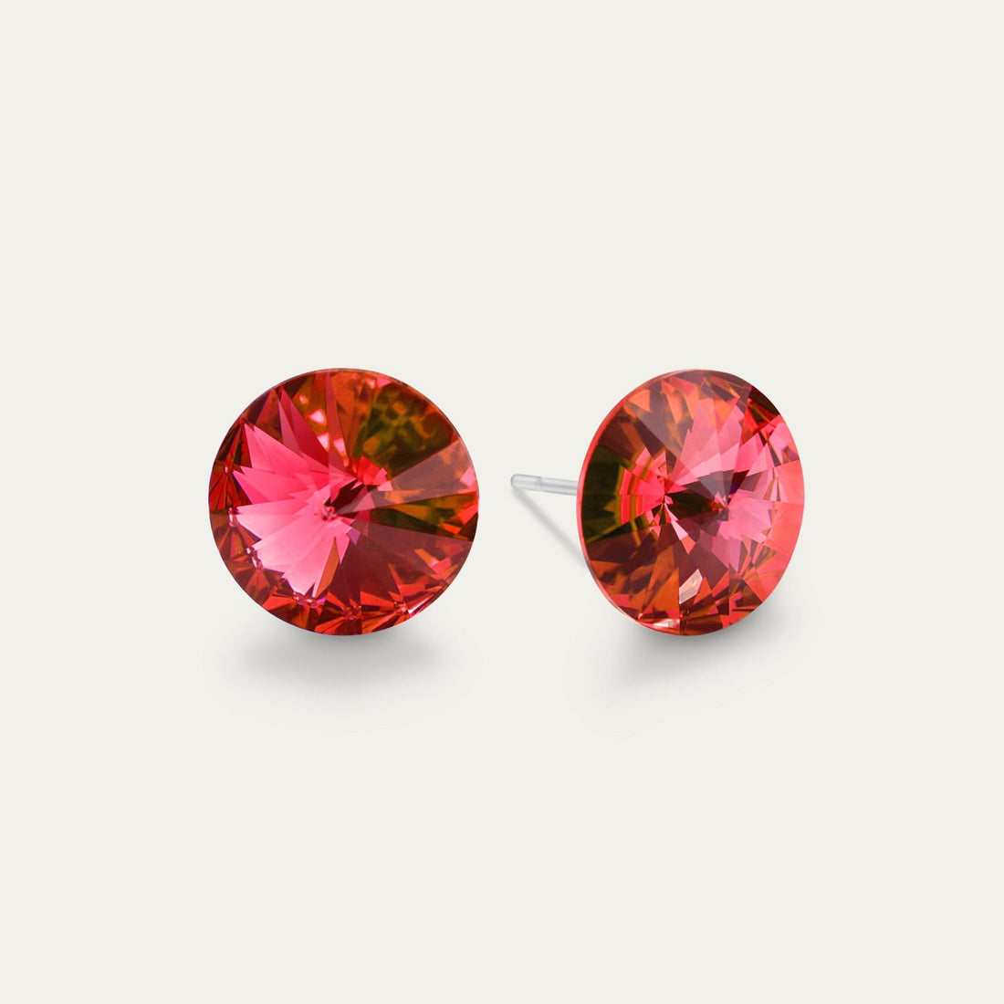 Ella - Padparadscha - 10mm Coral Color Crystal - Hypoallergenic Stainless Steel Stud Earring - Earrings - Ella - Rivoli - 10 - 542 - Padparadscha - Seona