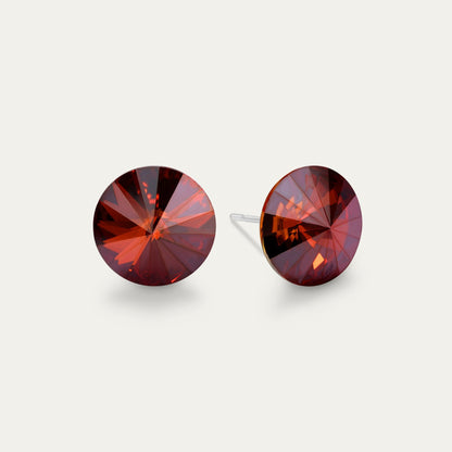 Ella - Red Magma - 10mm Red Color Crystal - Hypoallergenic Stainless Steel Stud Earring - Earrings - Ella - Rivoli - 10 - REDM - Red - Magma - Seona